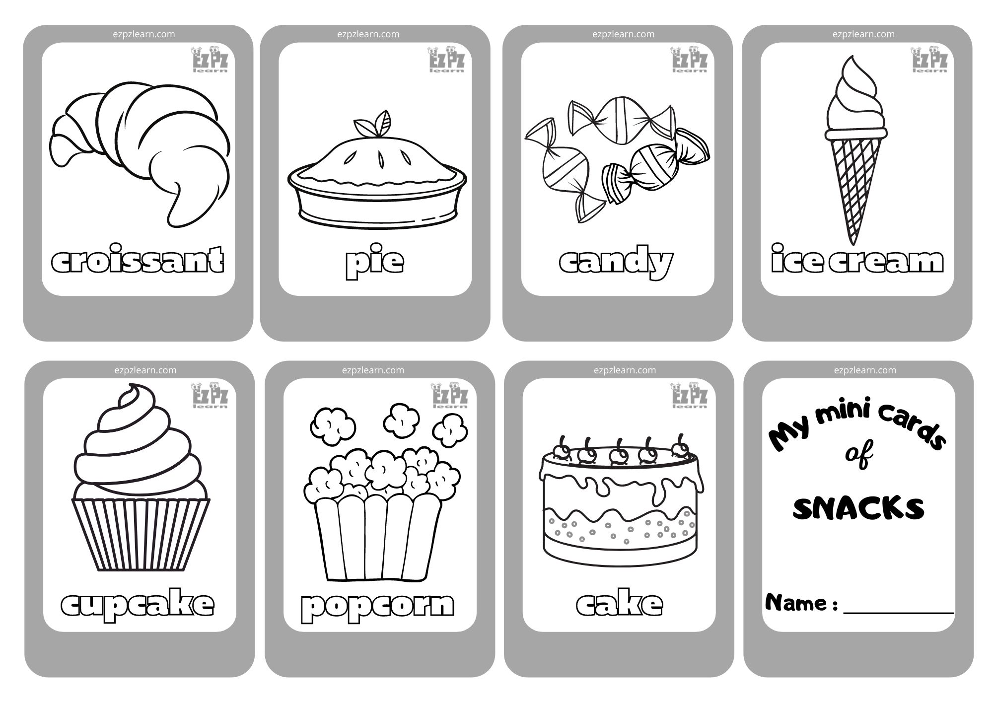 Snacks Desserts - Ezpzlearn.com